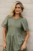Alora Embroidered Dress in Sage sold by bohme