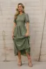 Alora Embroidered Dress in Sage sold by bohme