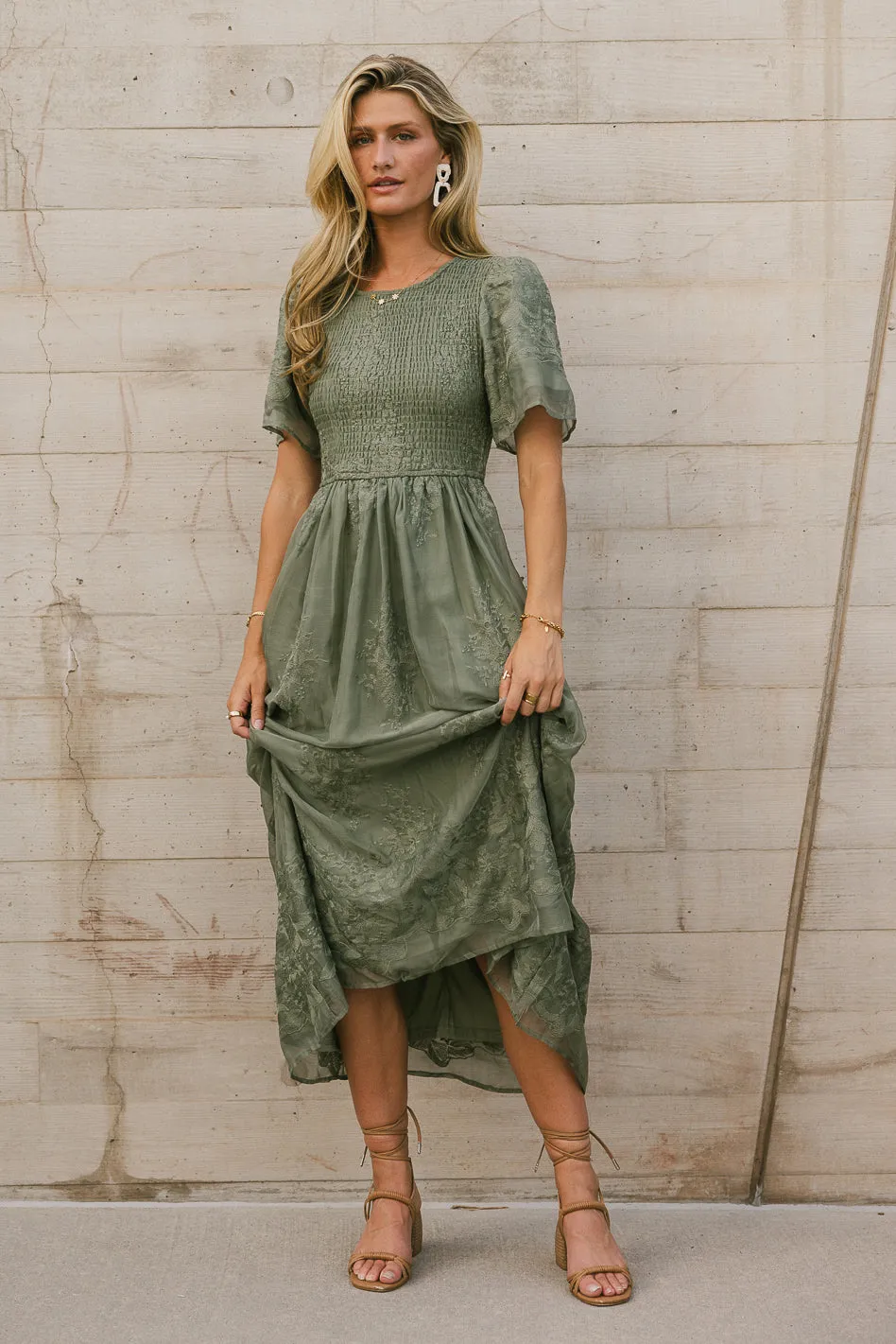 Alora Embroidered Dress in Sage sold by bohme product image thumbnail 2