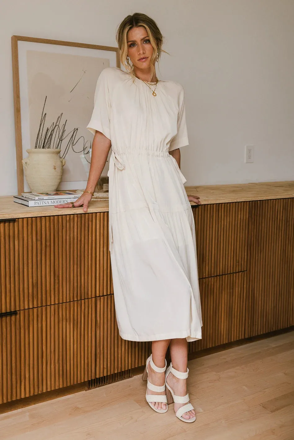 Sadie Midi Dress in Beige - FINAL SALE sold by bohme product image thumbnail 4