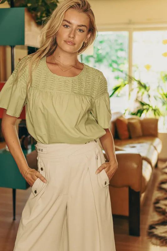 Mariana Blouse in Sage sold by bohme