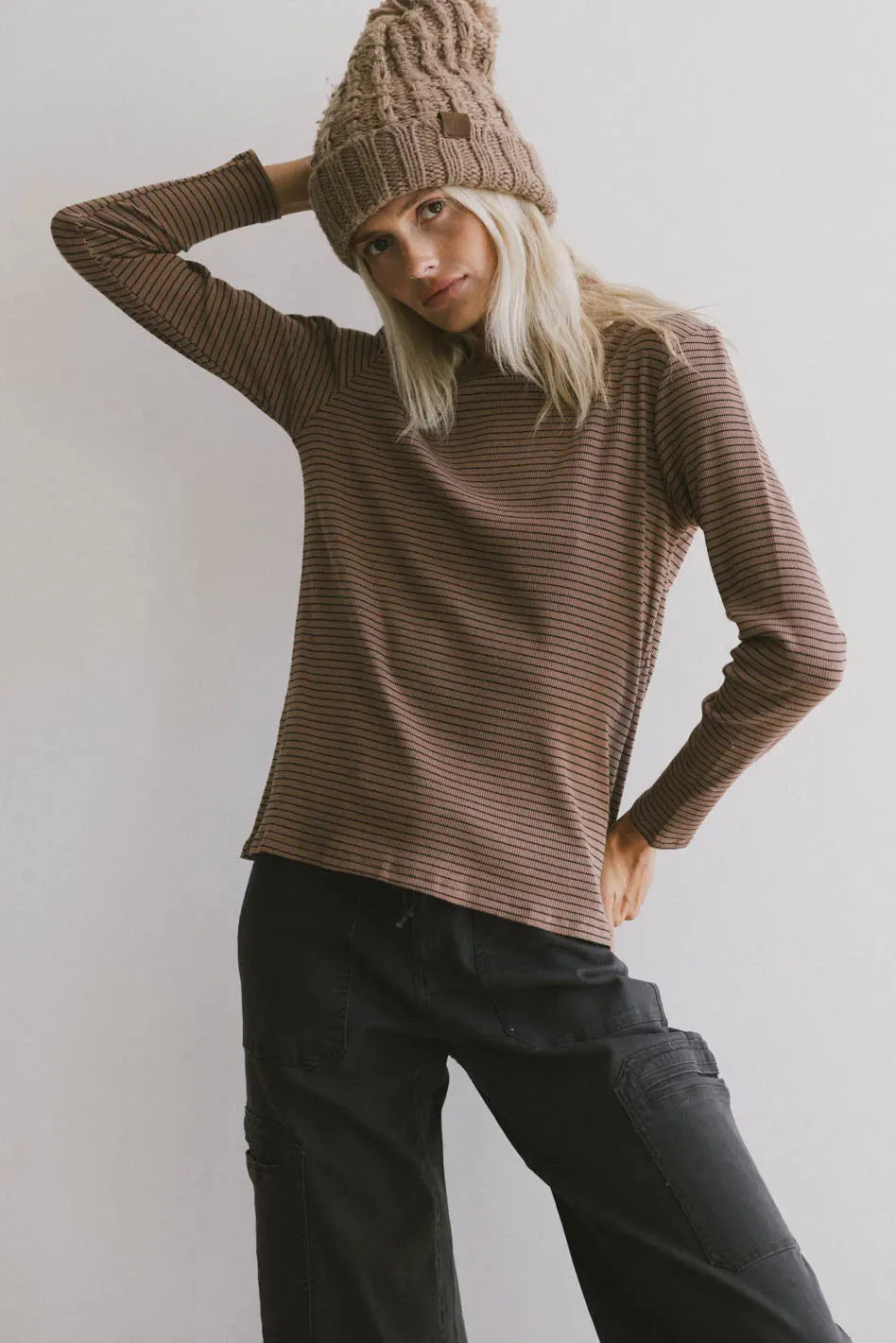Erin Striped Top in Brown - FINAL SALE sold by bohme