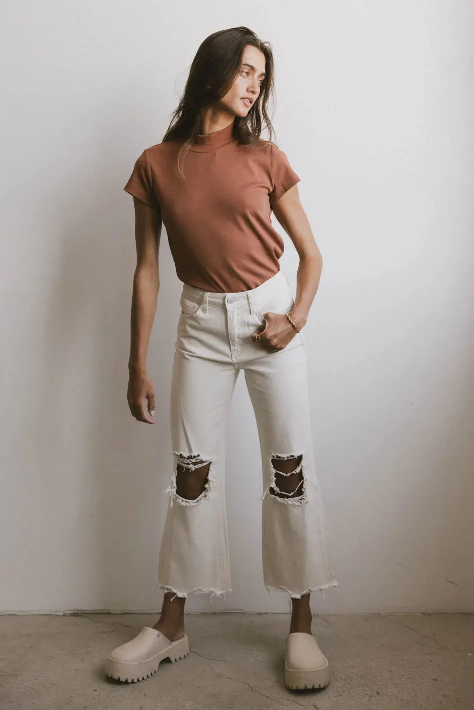 Charlie Distressed Jeans in Ivory - FINAL SALE sold by bohme product image thumbnail 3