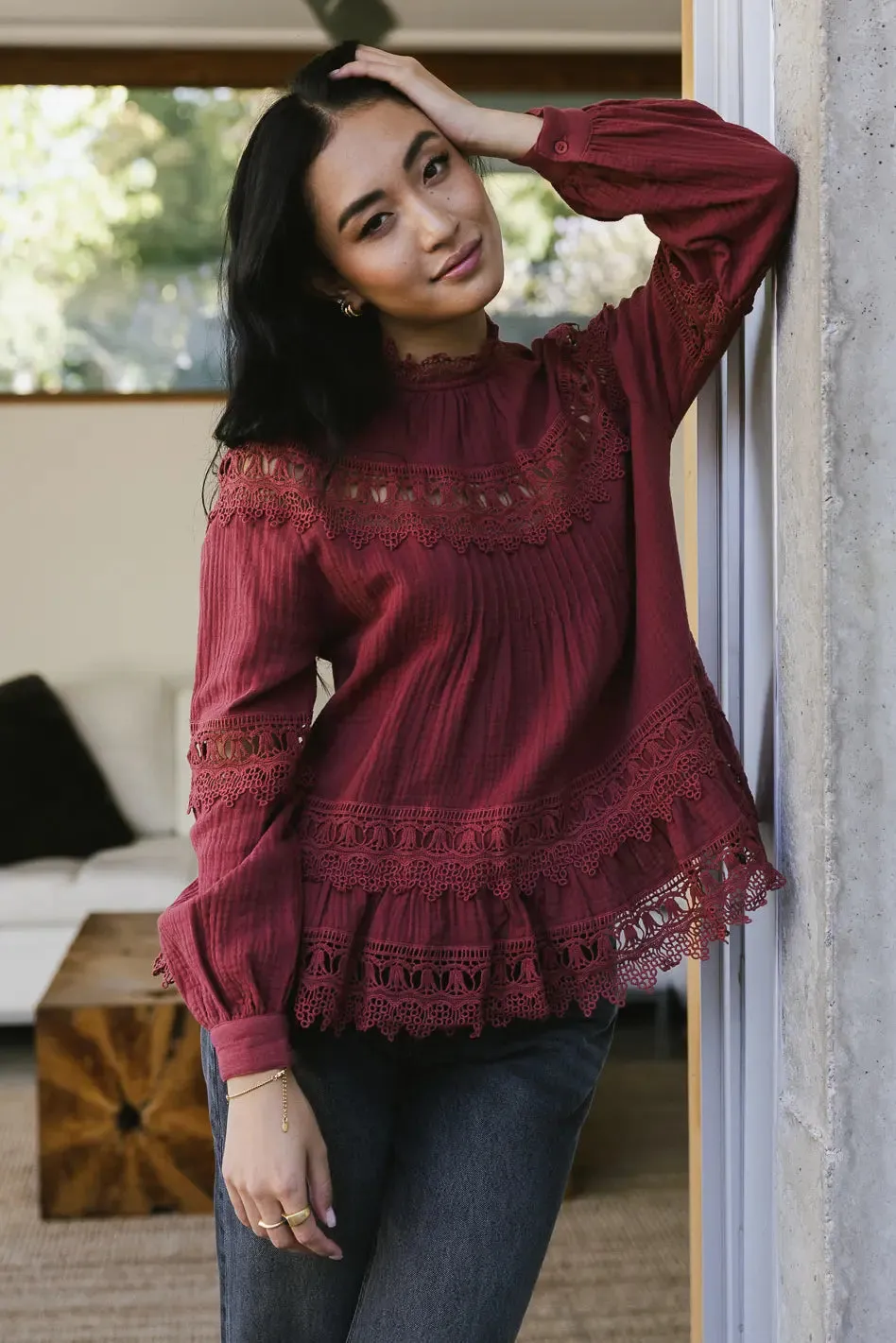 Marlowe Lace Top in Brick - FINAL SALE sold by bohme product image thumbnail 2