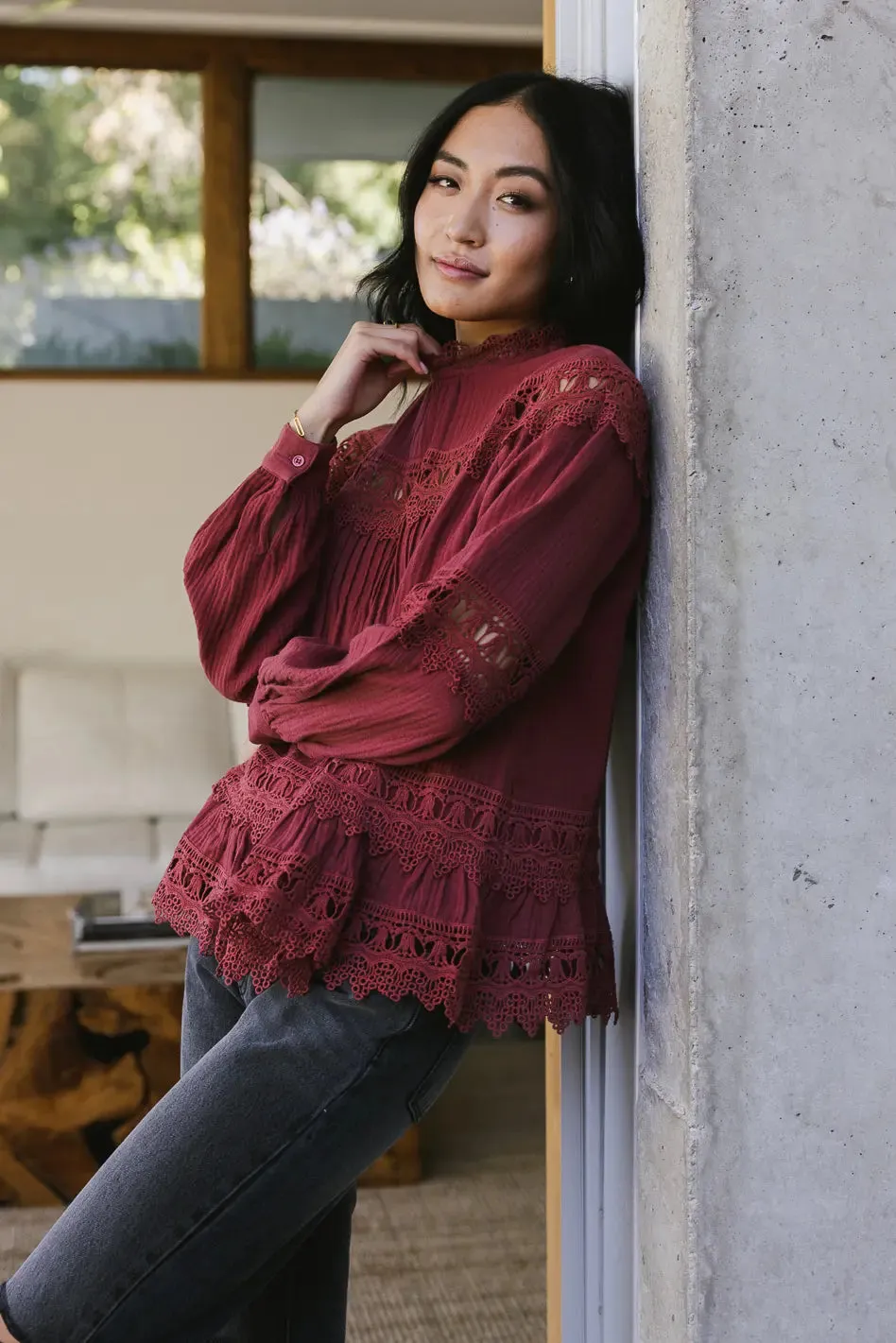 Marlowe Lace Top in Brick - FINAL SALE sold by bohme product image thumbnail 3