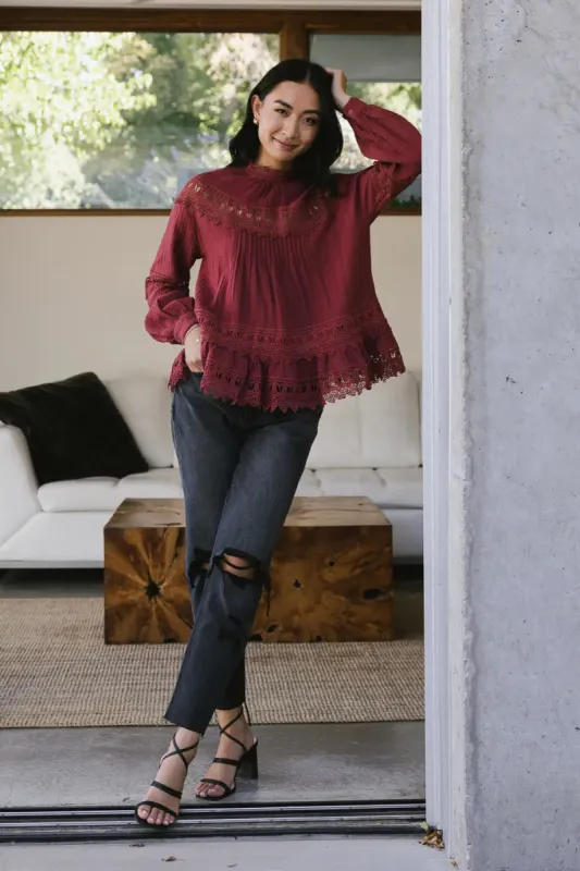 Marlowe Lace Top in Brick - FINAL SALE sold by bohme