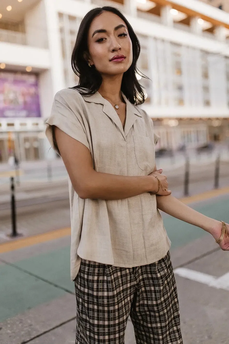 Kylar Collared Top in Ivory - FINAL SALE sold by bohme