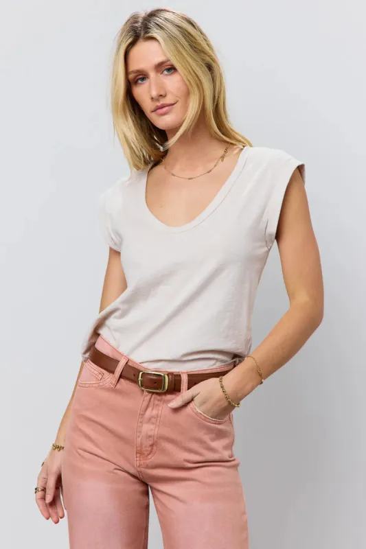 Jaylene Muscle Tee in Beige sold by bohme