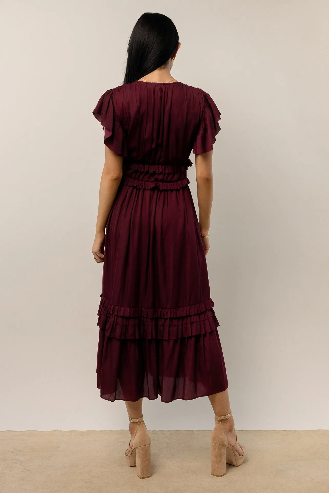Willa Ruffle Dress in Burgundy - FINAL SALE sold by bohme product image thumbnail 5