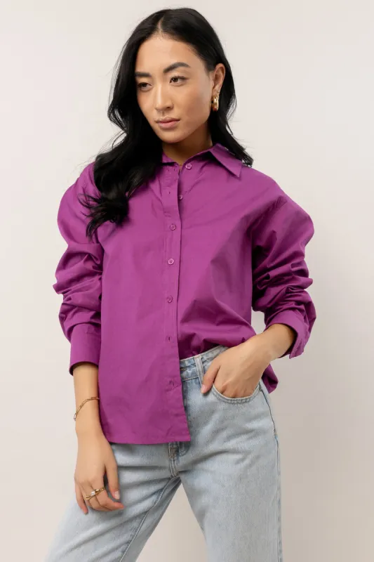 Kathryn Button Up Shirt in Magenta - FINAL SALE sold by bohme