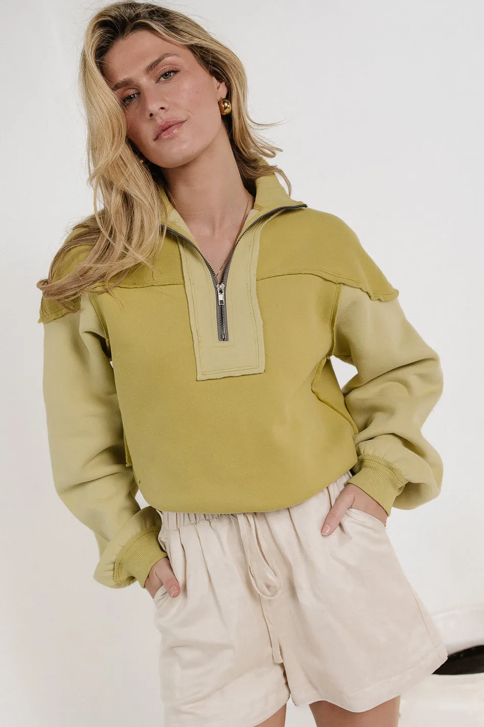 Zeya Half Zip Sweatshirt in Lime sold by bohme product image thumbnail 5