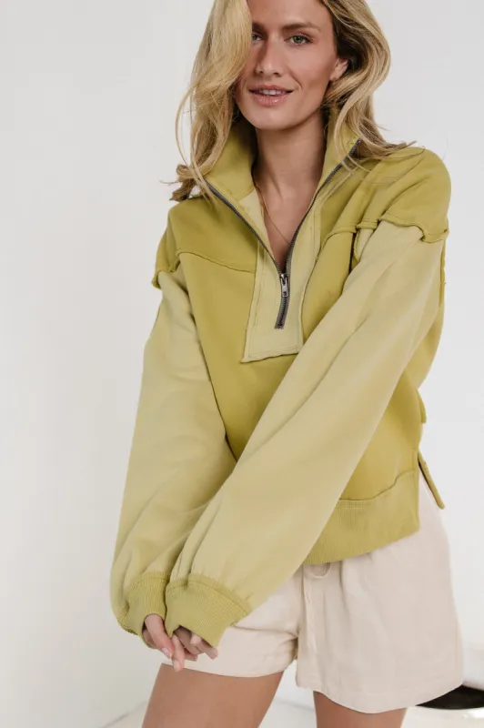 Zeya Half Zip Sweatshirt in Lime sold by bohme