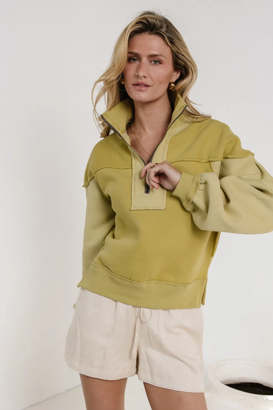Zeya Half Zip Sweatshirt in Lime sold by bohme product image thumbnail 2