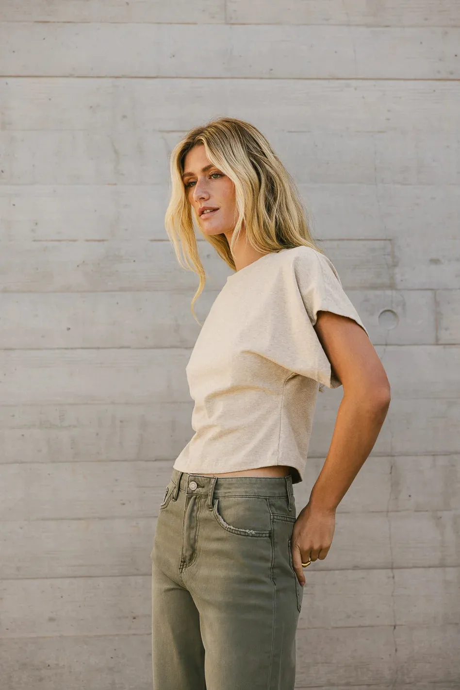 Teagan Basic Tee in Oatmeal sold by bohme product image thumbnail 3