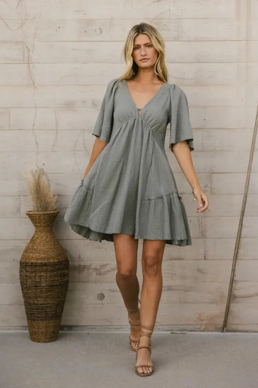 Slow It Down Mini Dress in Sage sold by bohme