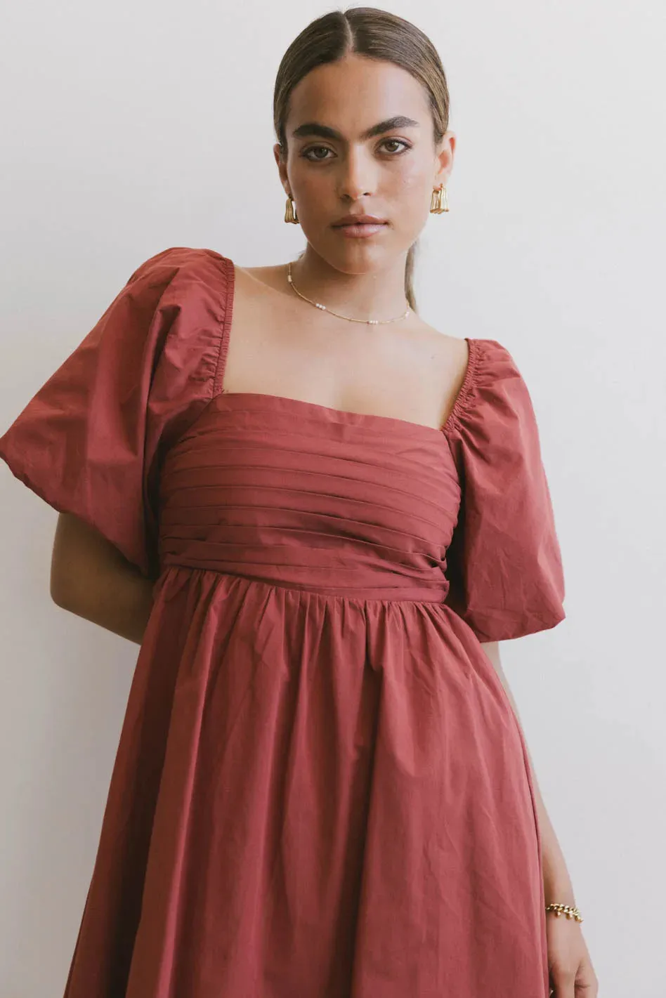 Dinah Pleated Mini Dress in Rust - FINAL SALE sold by bohme product image thumbnail 3