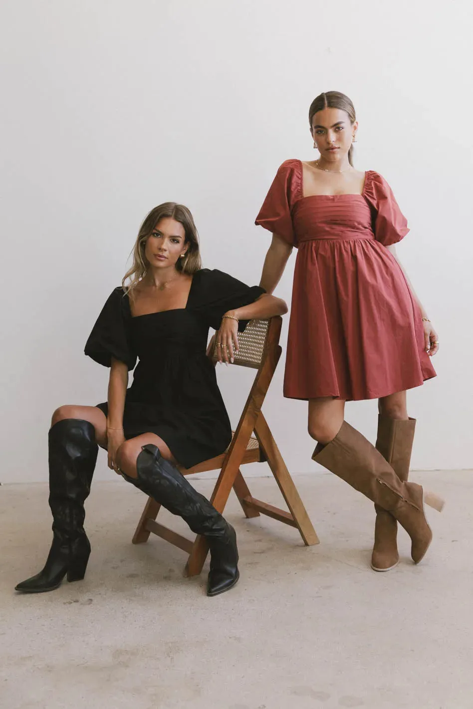 Dinah Pleated Mini Dress in Rust - FINAL SALE sold by bohme