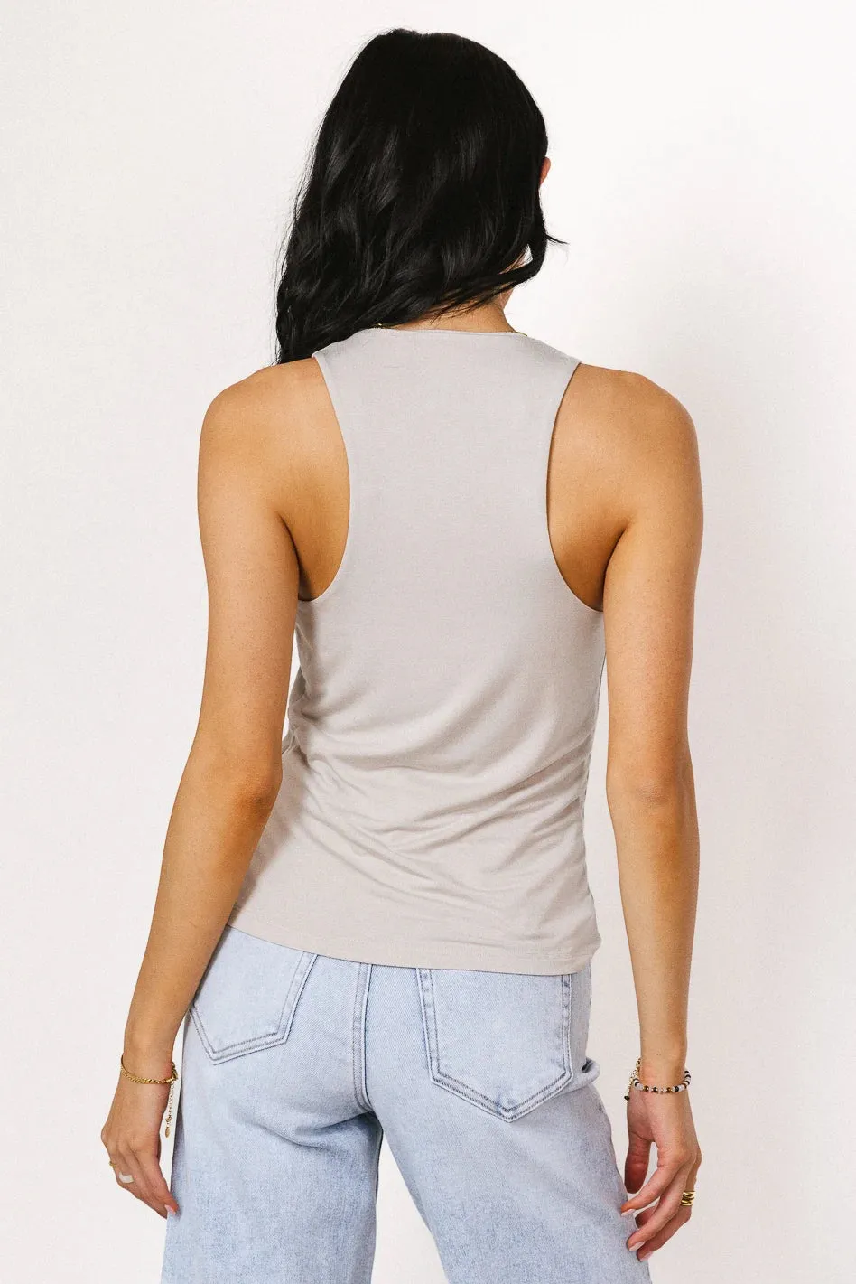 Sleek Jersey Solid Tank in Grey - FINAL SALE sold by bohme product image thumbnail 3