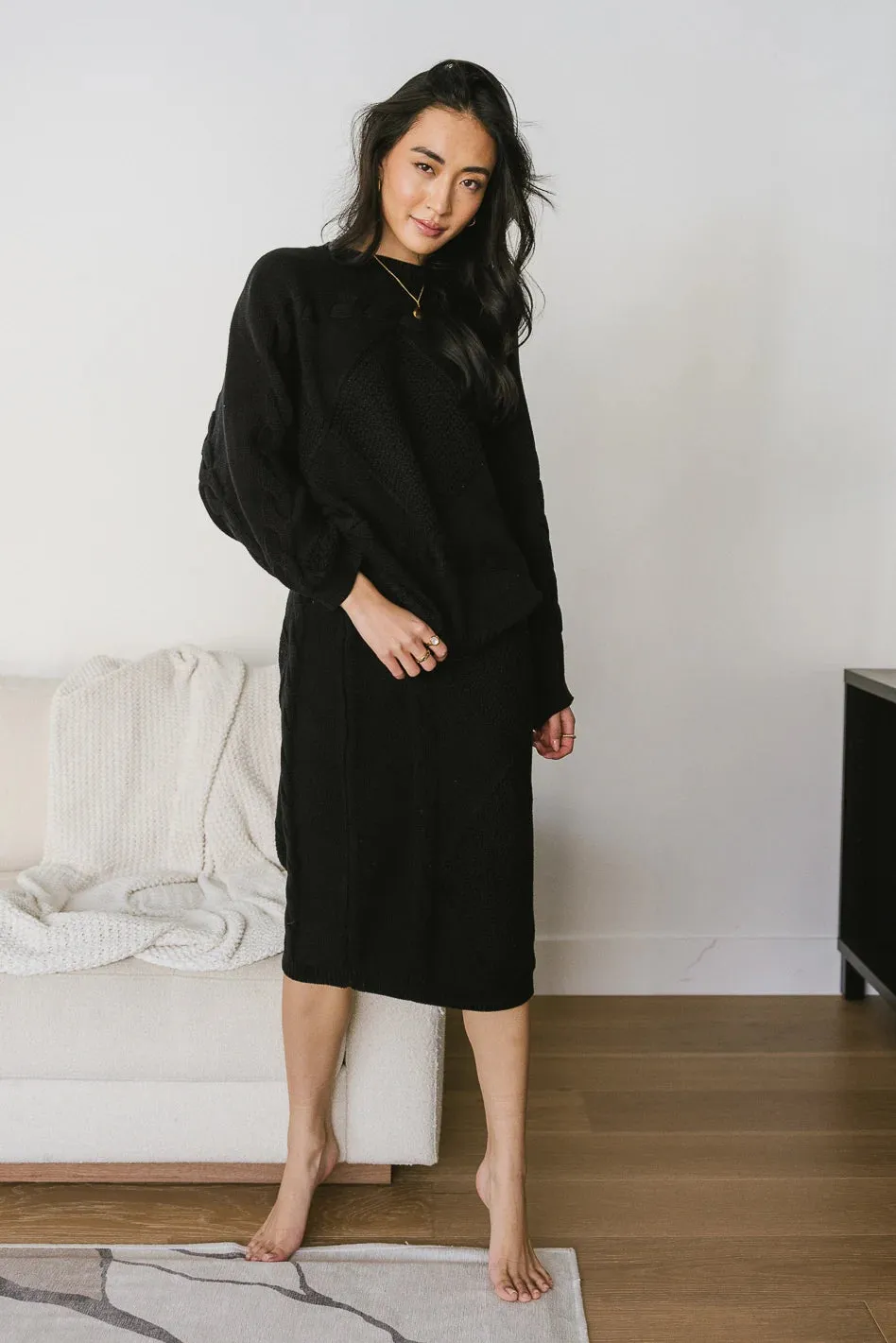 Lilly Cable Knit Skirt in Black - FINAL SALE sold by bohme