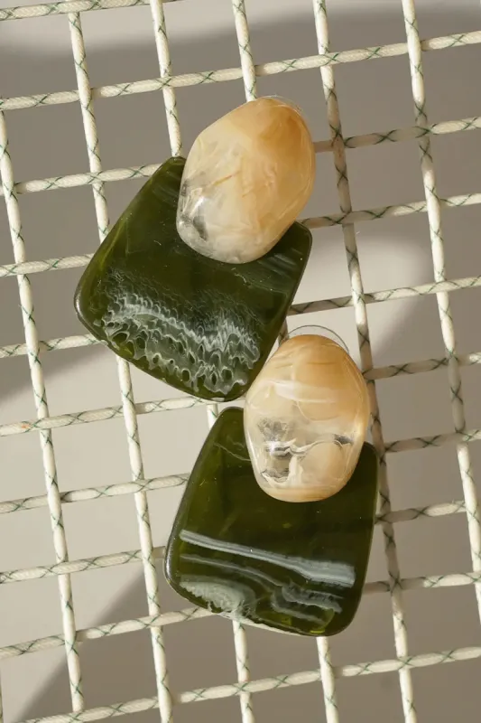 Ariana Earrings in Olive sold by bohme