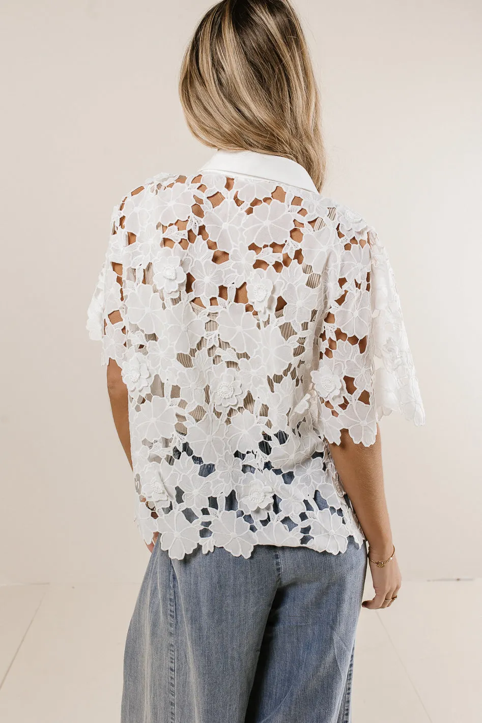 Floral Lace Button Up in Ivory - FINAL SALE sold by bohme product image thumbnail 5