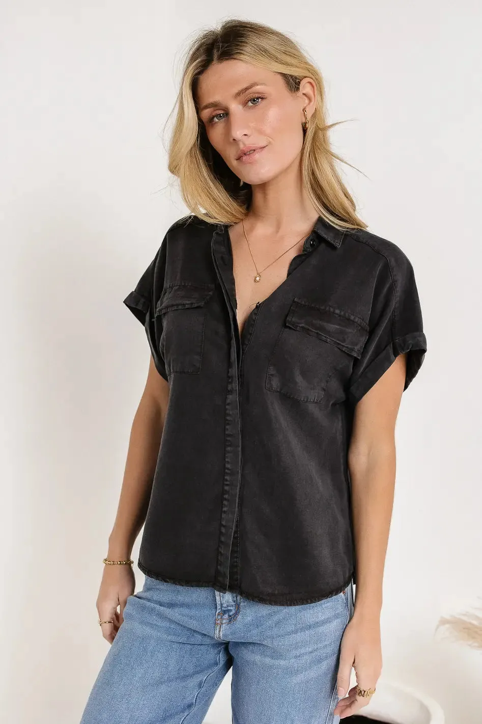 Remi Button Up in Black - FINAL SALE sold by bohme product image thumbnail 3