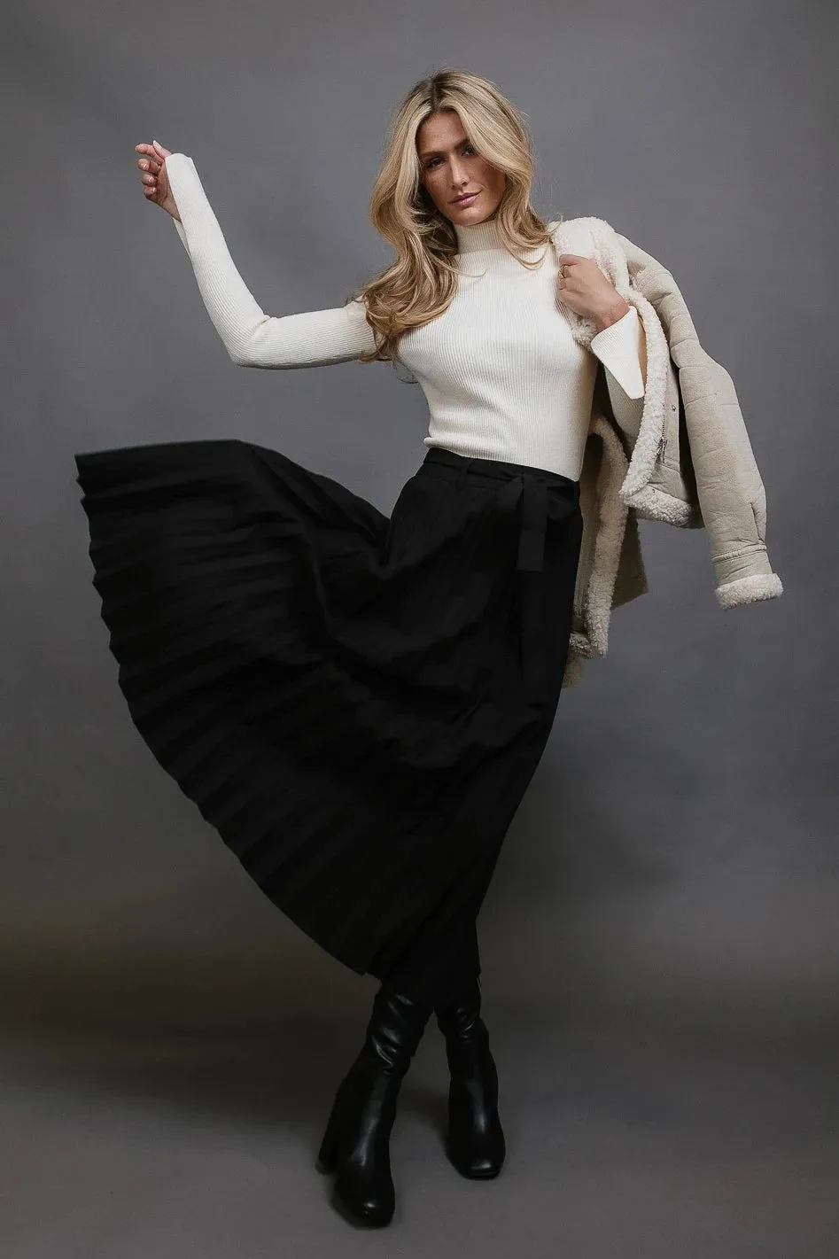 Neve Pleated Skirt in Black - FINAL SALE sold by bohme