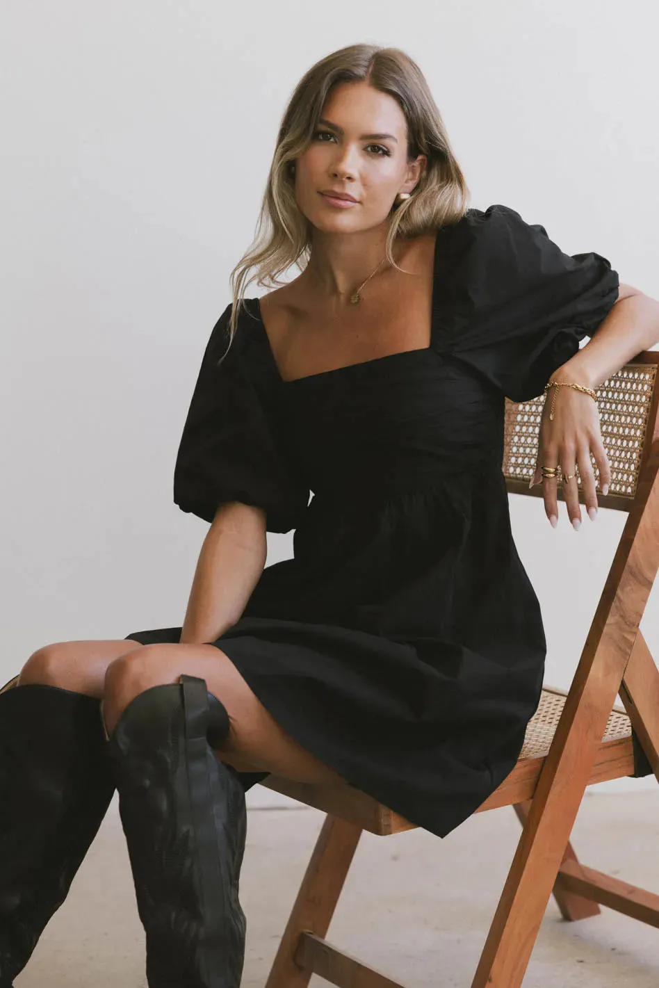 Dinah Pleated Mini Dress in Black - FINAL SALE sold by bohme