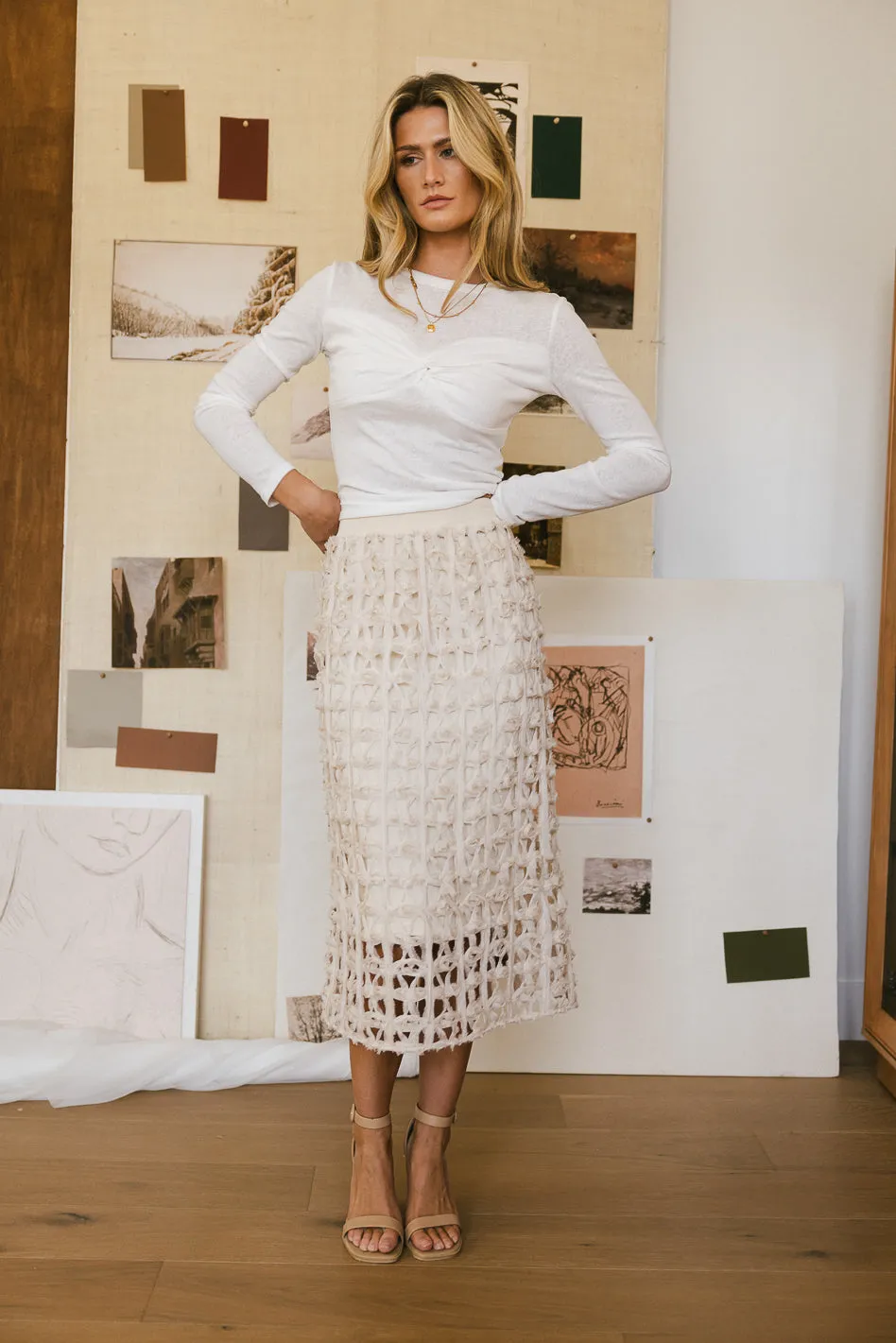 Open Cage Knit Skirt in Natural - FINAL SALE sold by bohme product image thumbnail 3