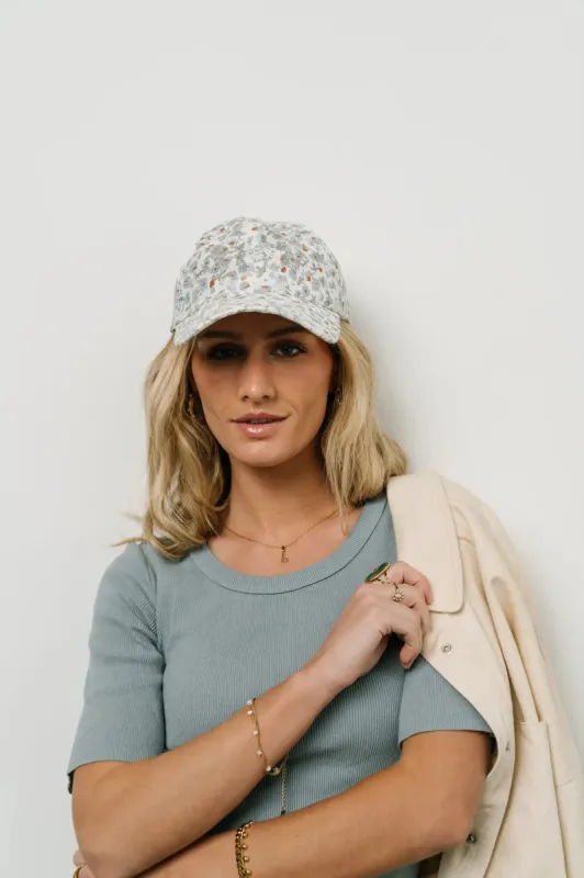Floral Baseball Cap in Blue sold by bohme