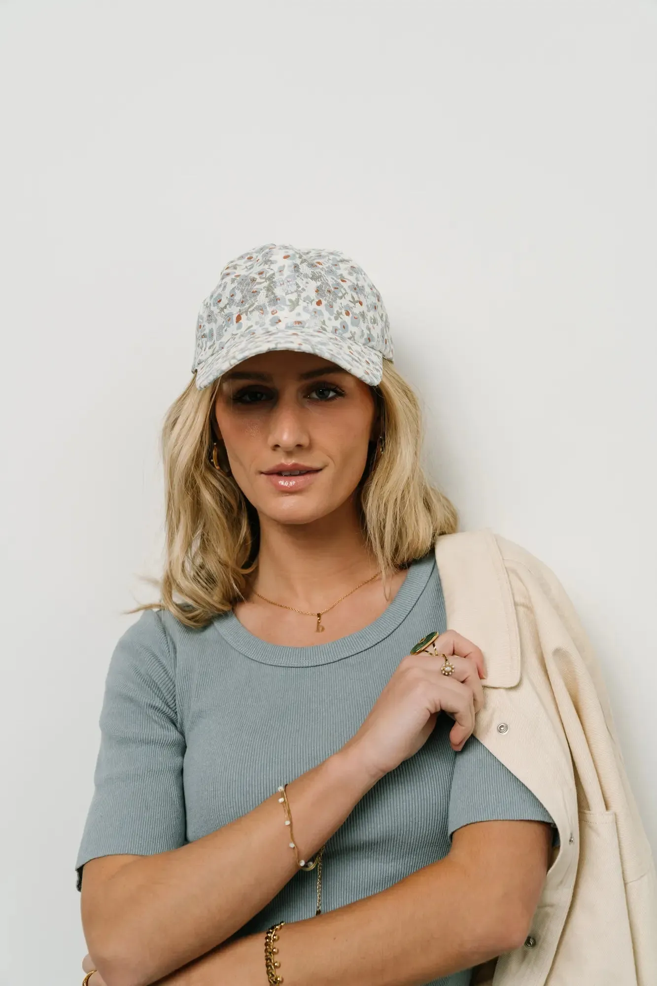 Floral Baseball Cap in Blue sold by bohme