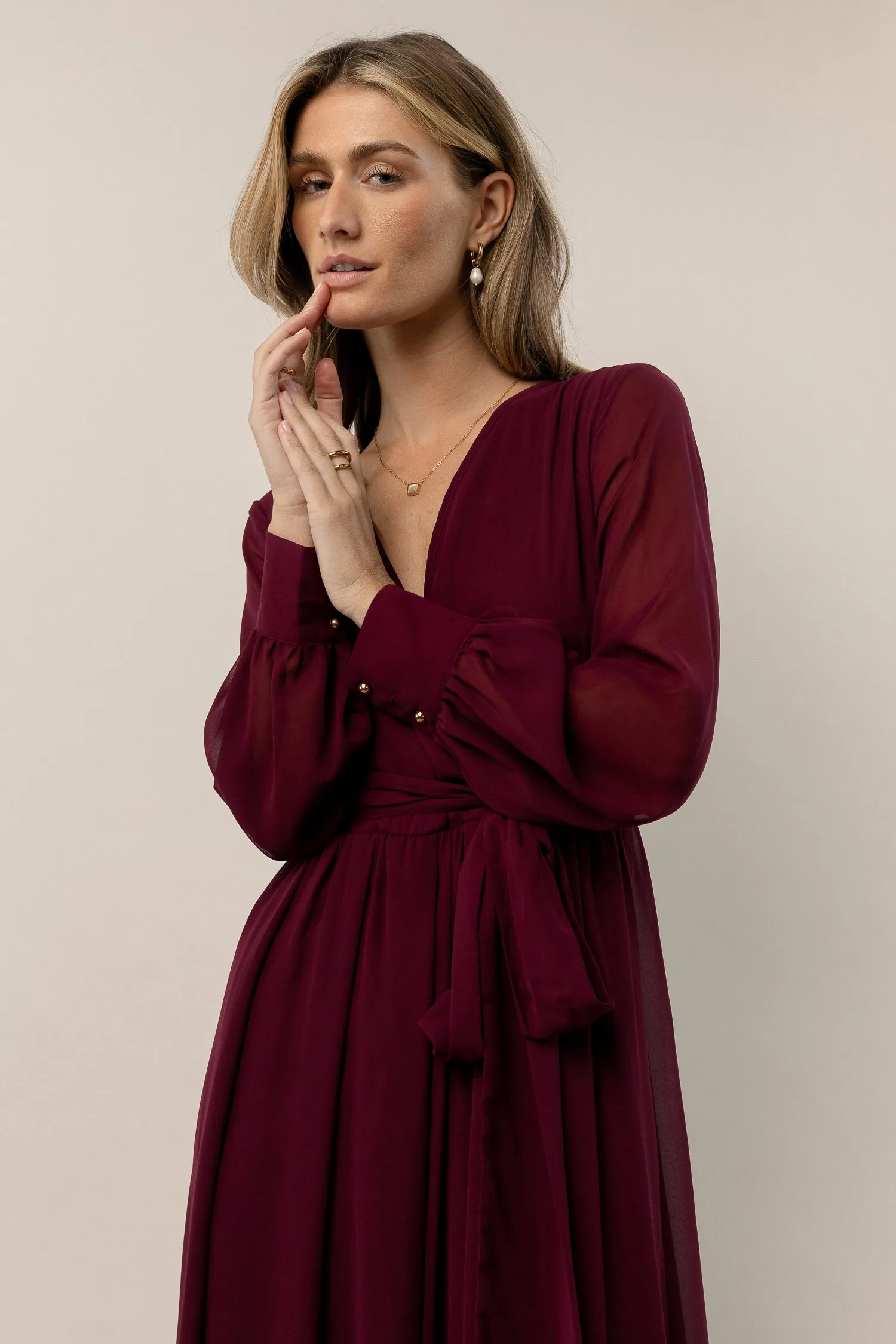 Veronica Maxi Dress in Burgundy - FINAL SALE sold by bohme product image thumbnail 2
