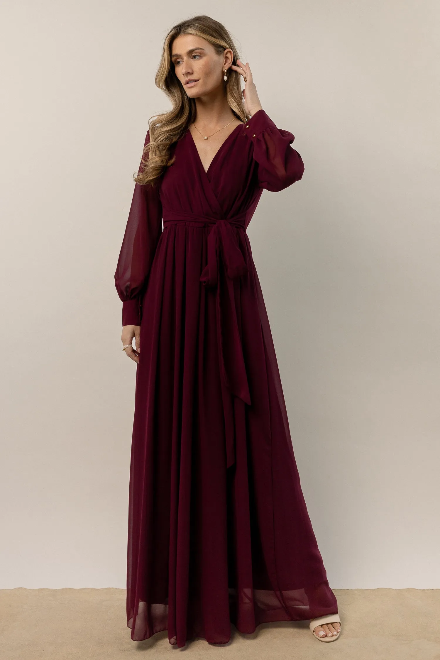Veronica Maxi Dress in Burgundy - FINAL SALE sold by bohme