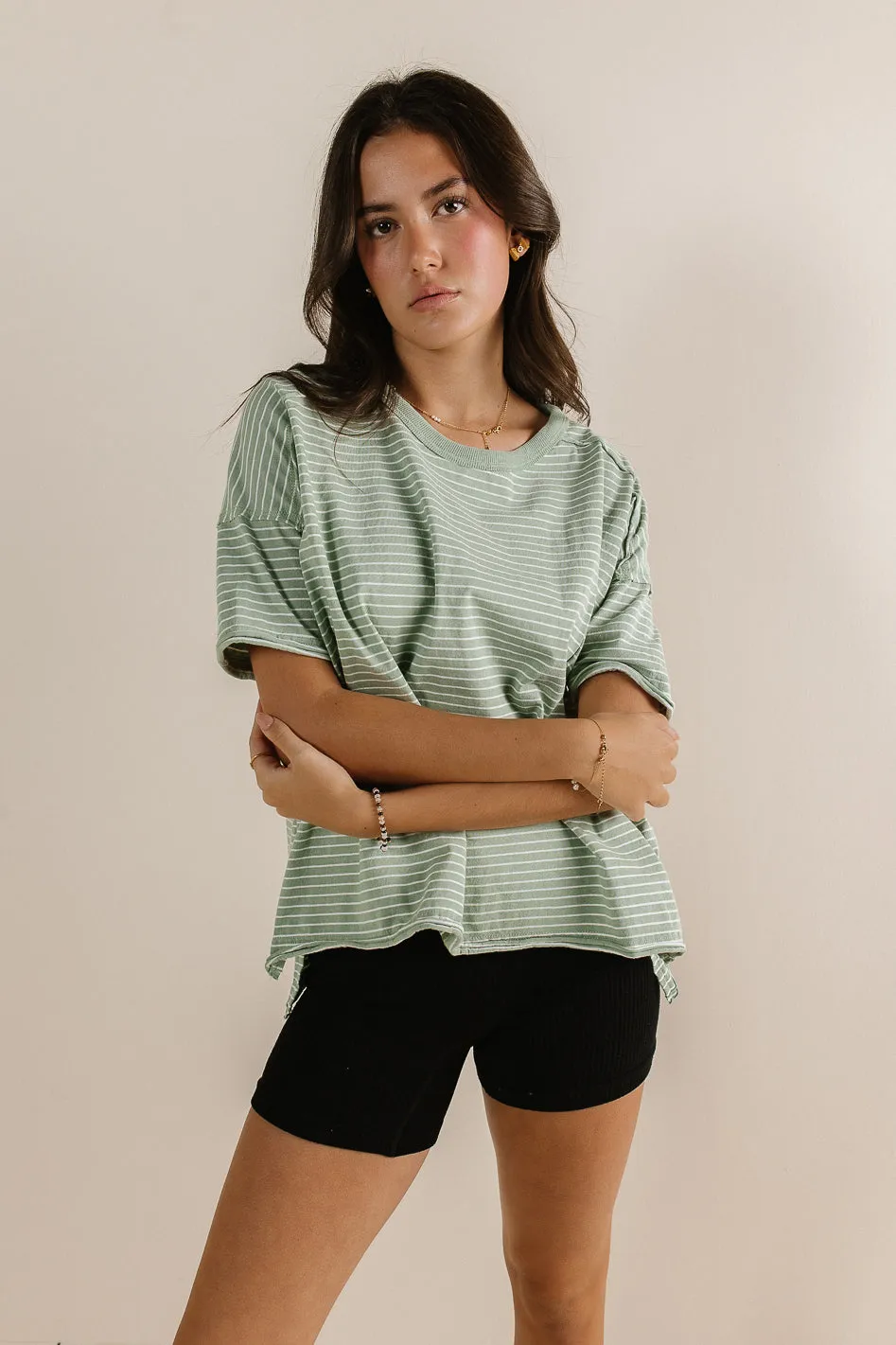 Riley Striped T-Shirt in Sage - FINAL SALE sold by bohme product image thumbnail 2