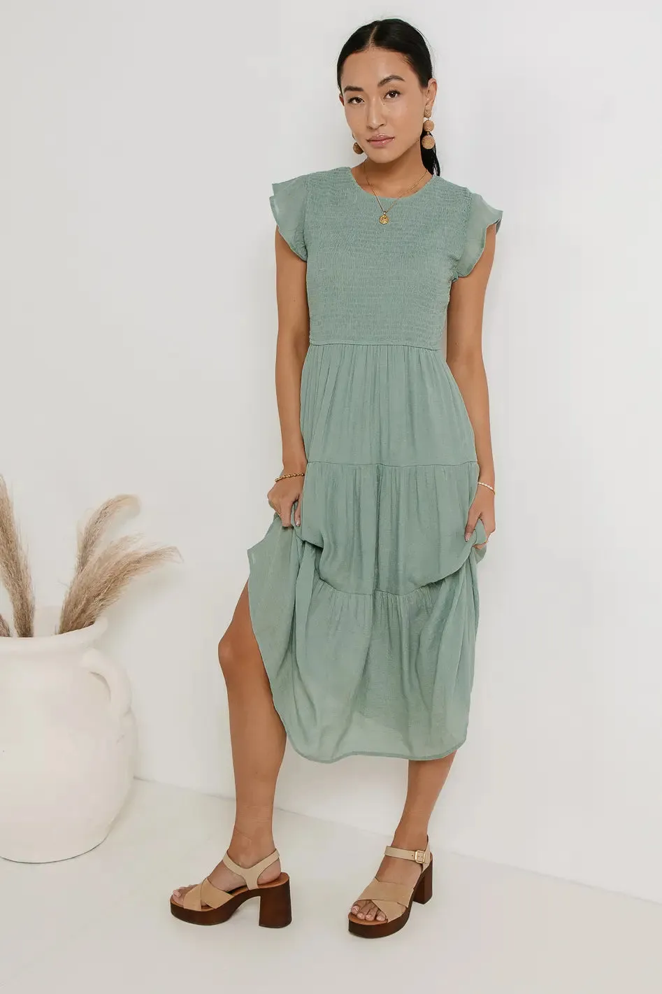 Declan Midi Dress in Sage - FINAL SALE sold by bohme product image thumbnail 5