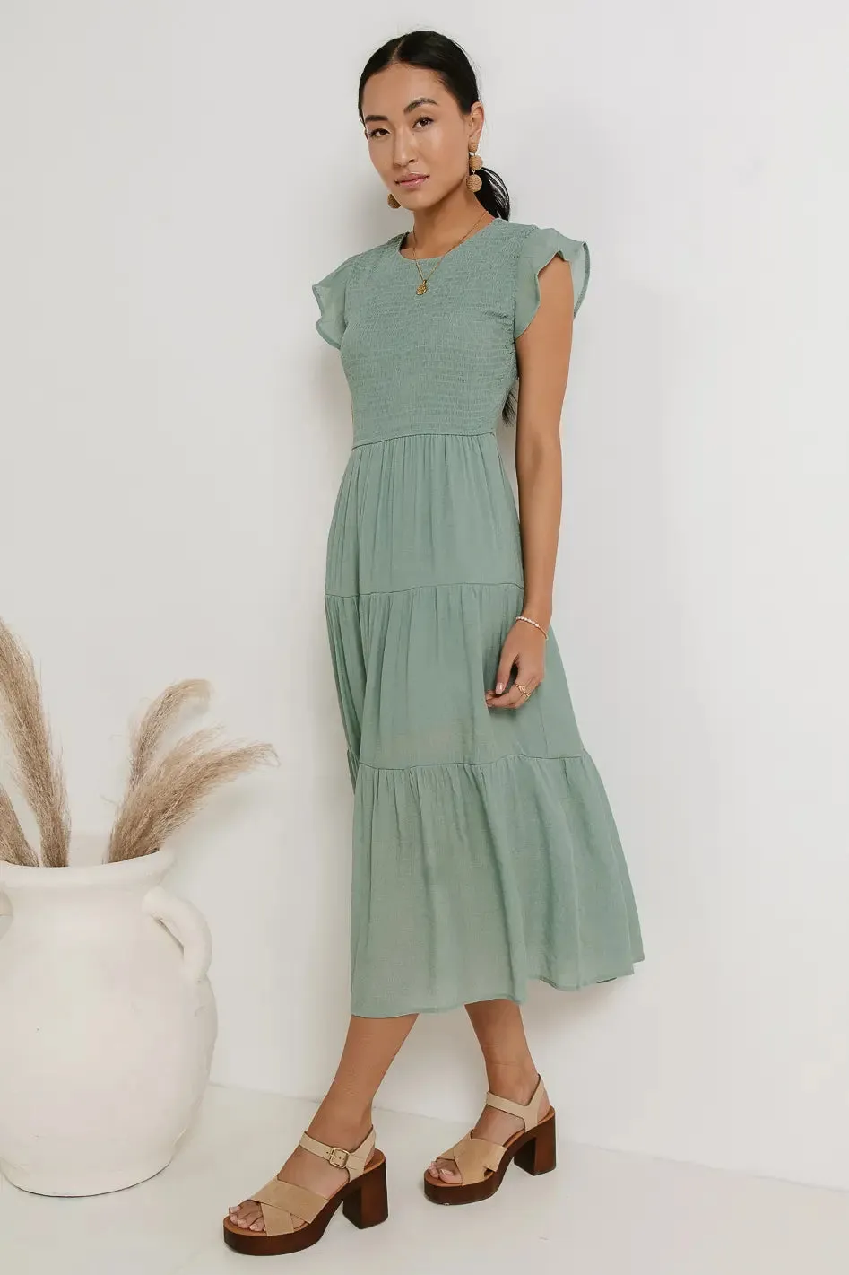 Declan Midi Dress in Sage - FINAL SALE sold by bohme product image thumbnail 4