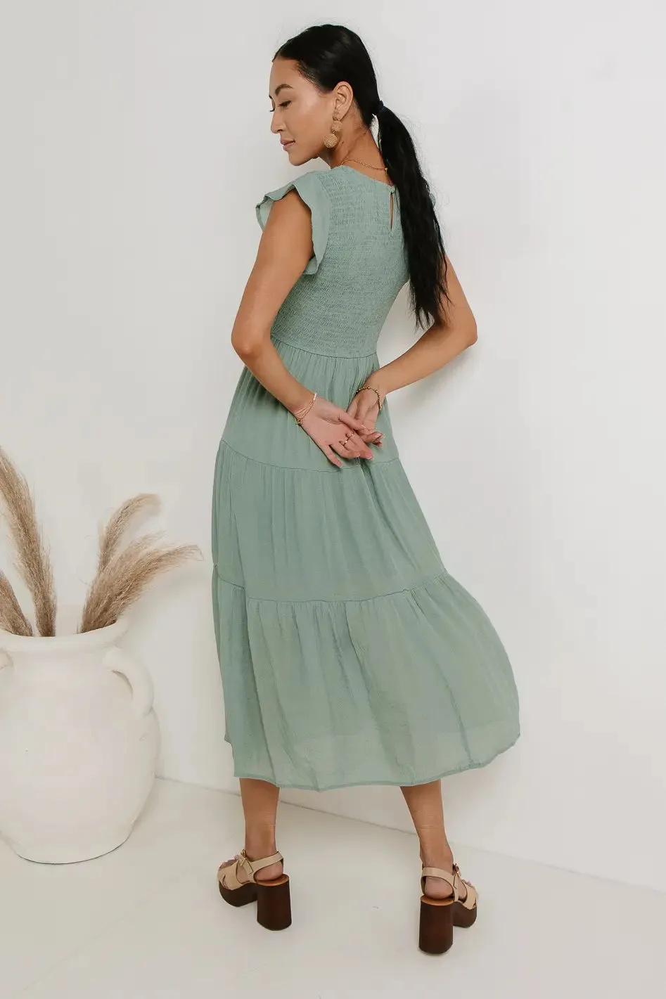Declan Midi Dress in Sage - FINAL SALE sold by bohme product image thumbnail 2