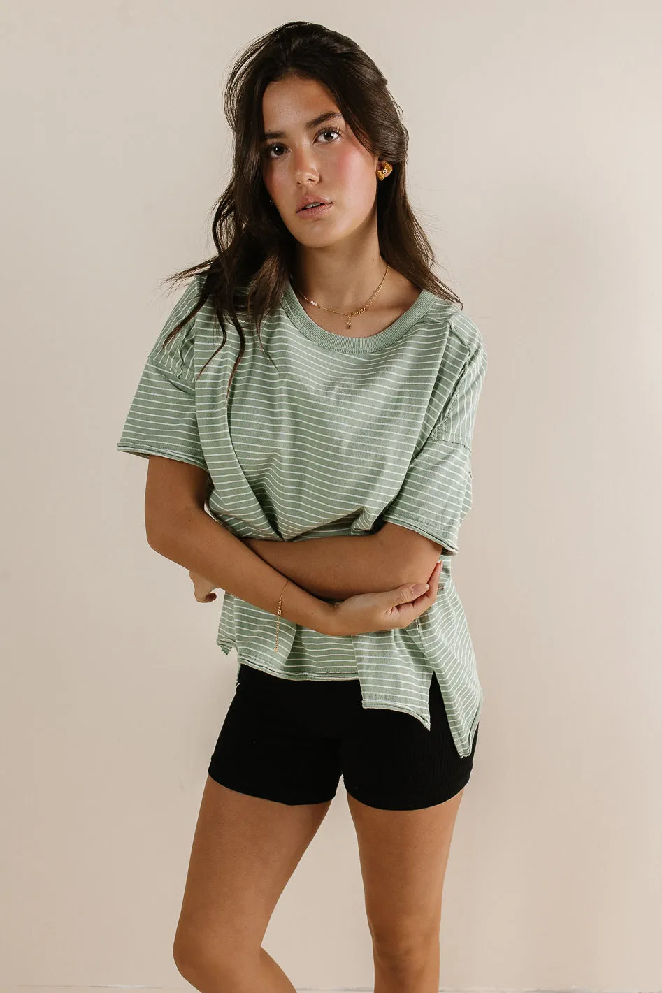 Riley Striped T-Shirt in Sage - FINAL SALE sold by bohme product image thumbnail 3