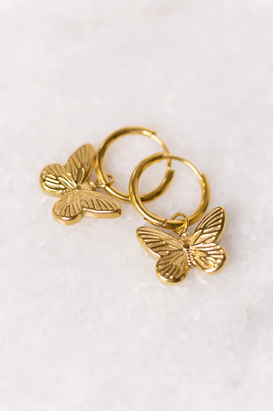 Raya Butterfly Hoop Earrings - Tarnish Free sold by bohme