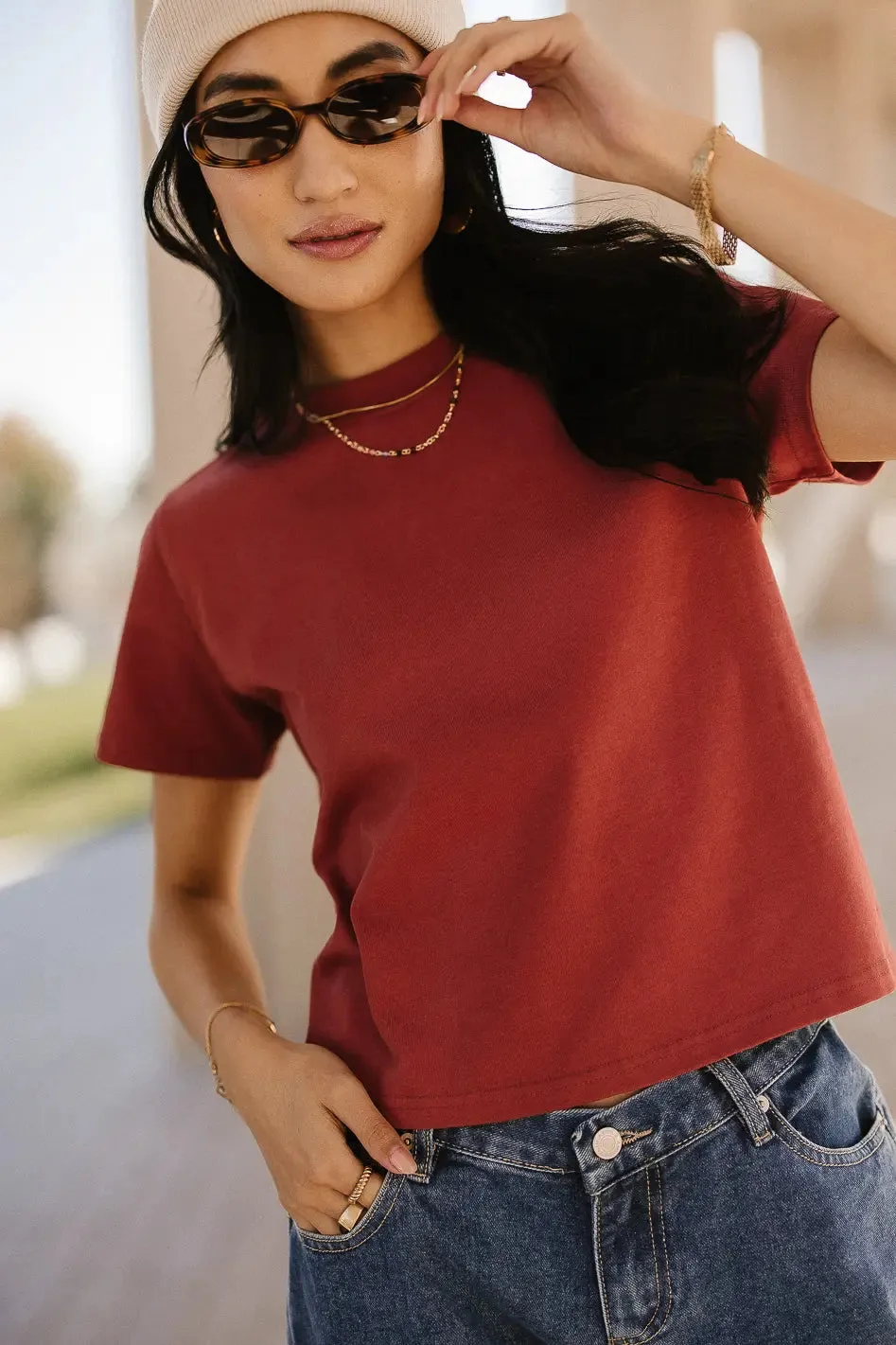 Mason Crewneck T-Shirt in Brick - FINAL SALE sold by bohme product image thumbnail 3