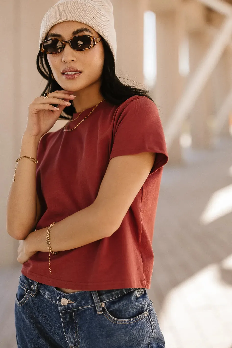 Mason Crewneck T-Shirt in Brick - FINAL SALE sold by bohme product image thumbnail 5