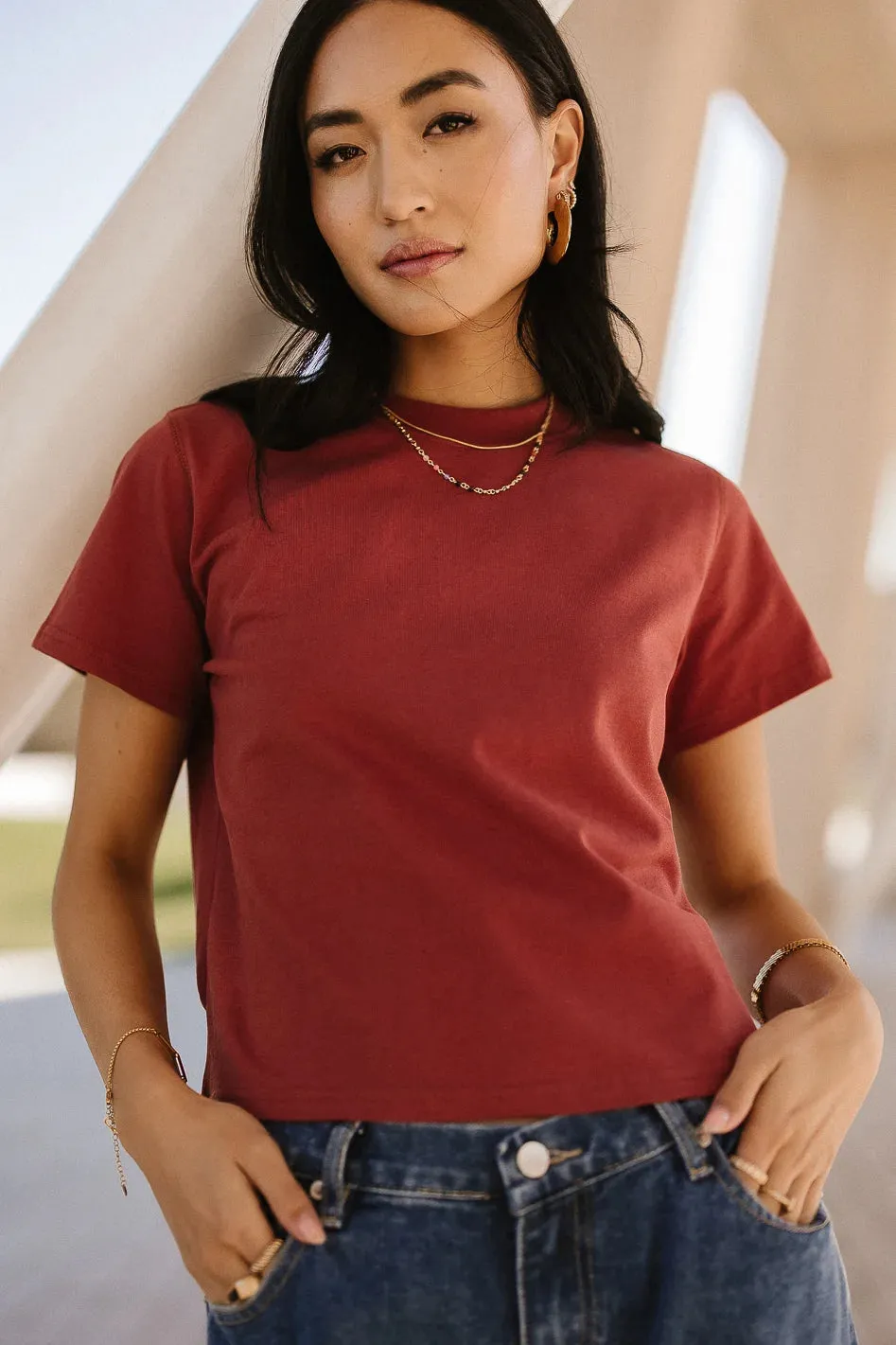 Mason Crewneck T-Shirt in Brick - FINAL SALE sold by bohme product image thumbnail 2