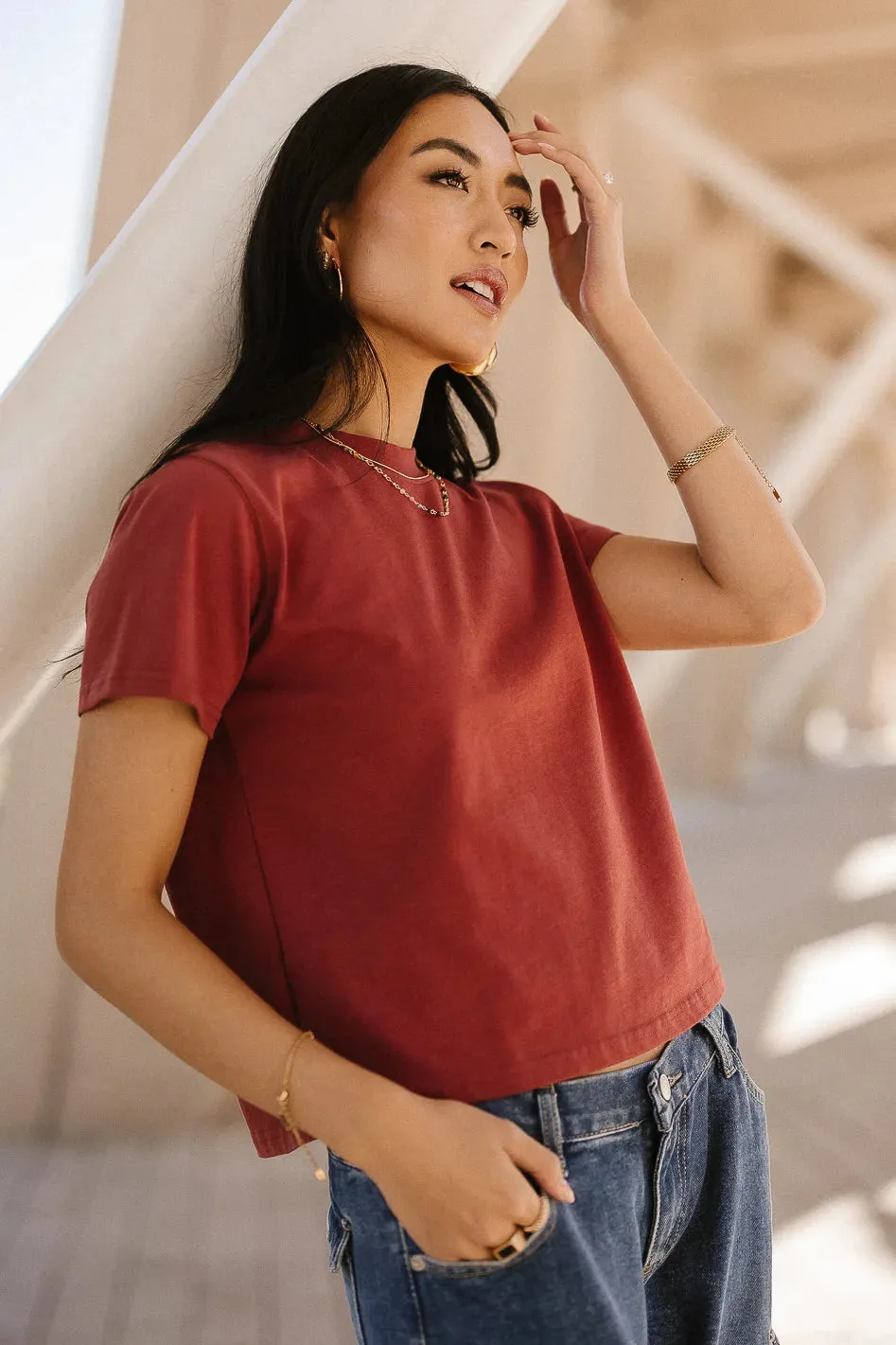 Mason Crewneck T-Shirt in Brick - FINAL SALE sold by bohme