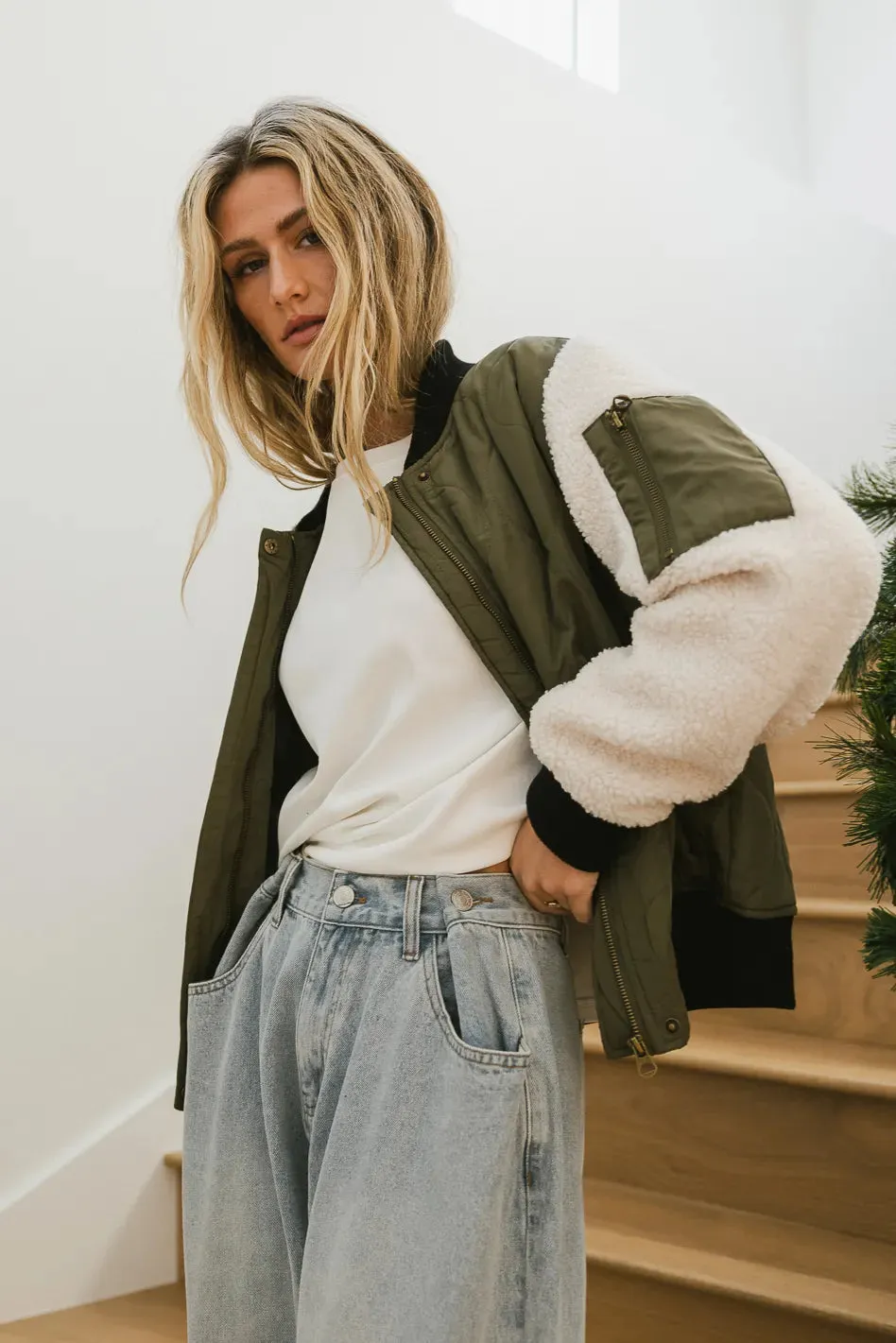 Catching Feelings Bomber Jacket in Olive sold by bohme