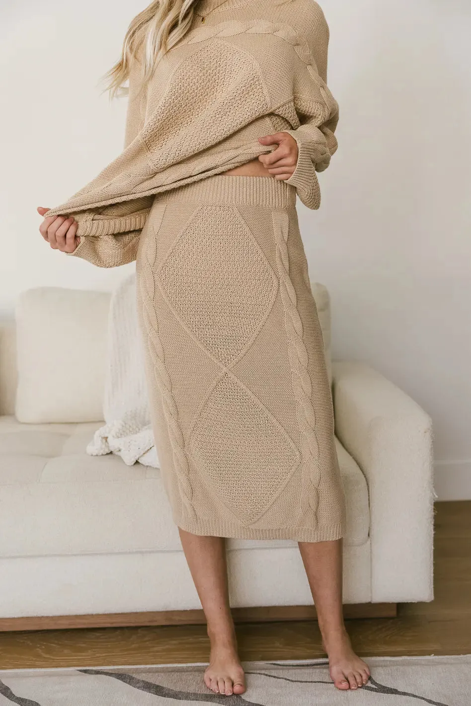 Lilly Cable Knit Skirt in Cream - FINAL SALE sold by bohme
