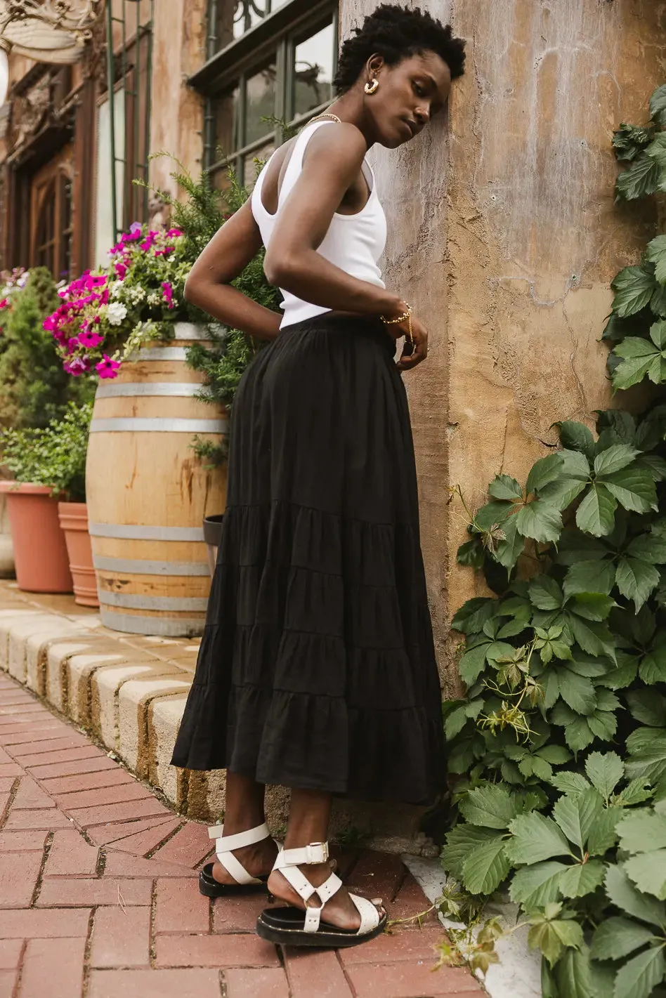 Cody Ann Tiered Skirt in Black sold by bohme product image thumbnail 3
