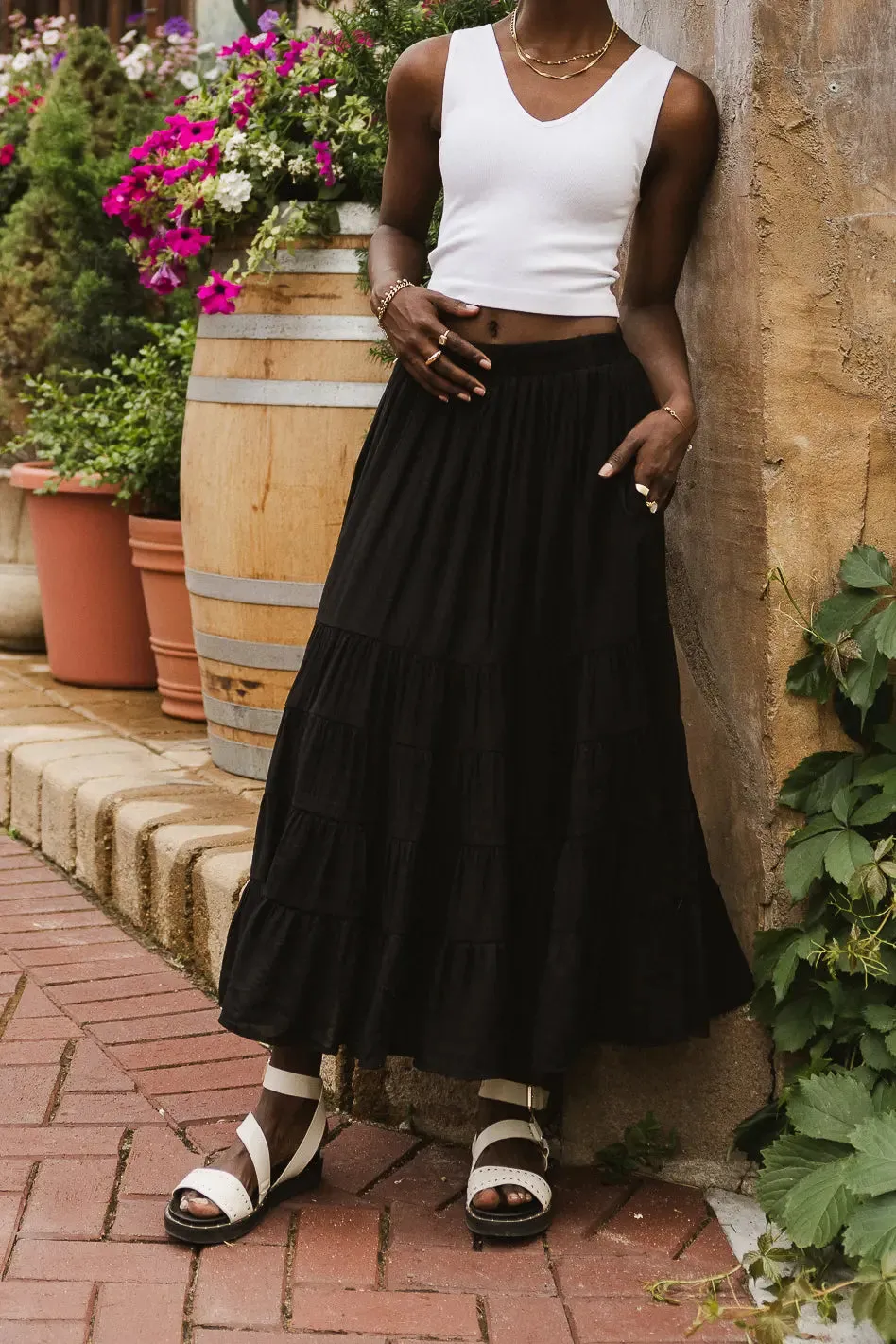 Cody Ann Tiered Skirt in Black sold by bohme product image thumbnail 4