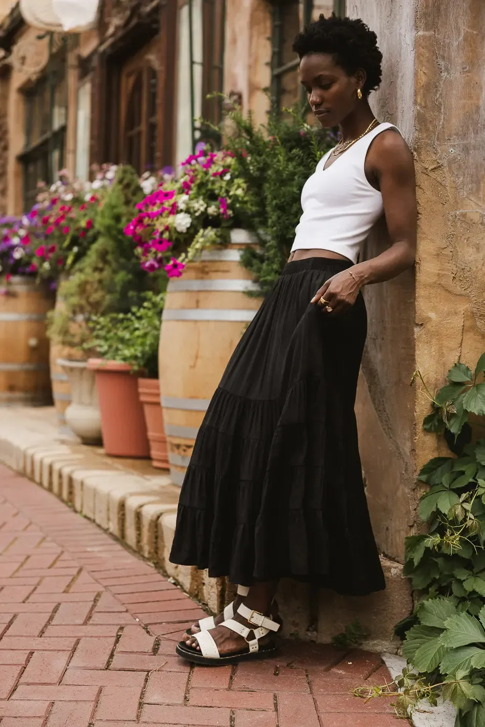 Cody Ann Tiered Skirt in Black sold by bohme product image thumbnail 5