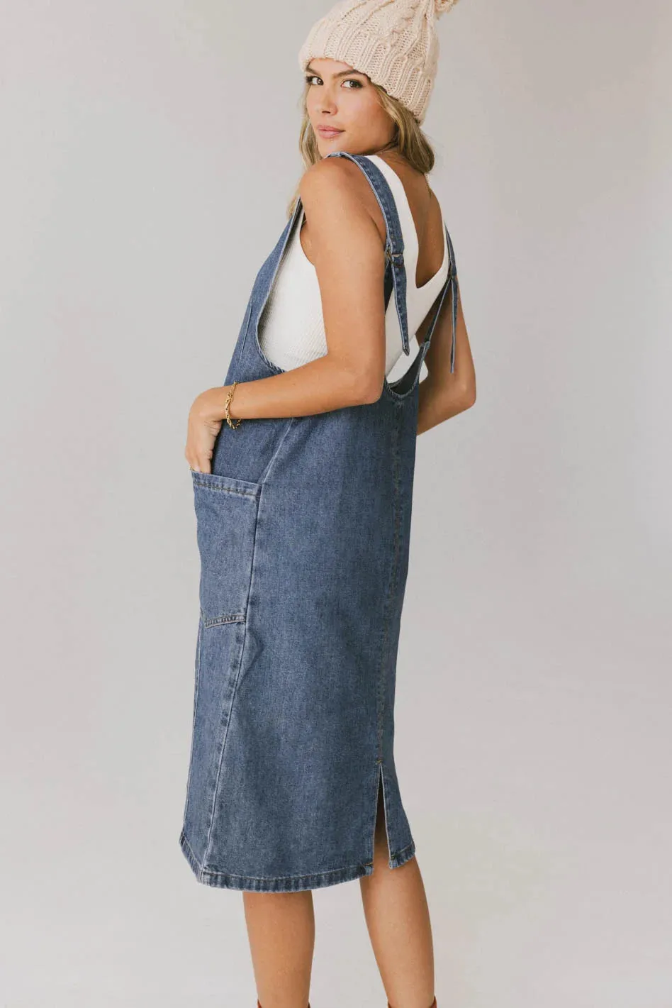 Camry Overall Dress in Dark Wash - FINAL SALE sold by bohme product image thumbnail 2