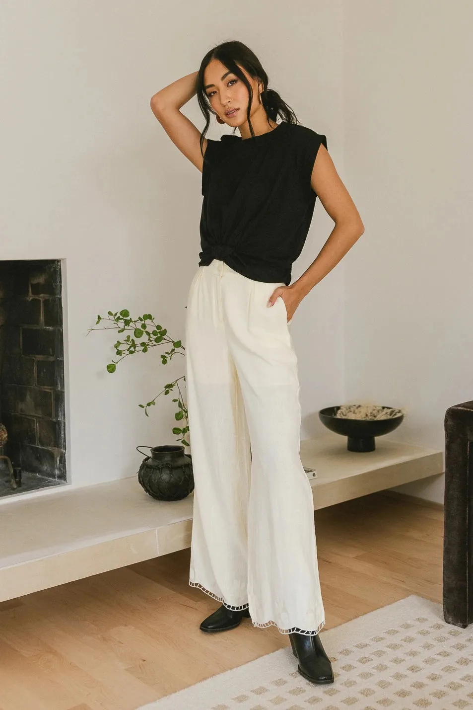 Katniss Embroidered Pants in Cream - FINAL SALE sold by bohme product image thumbnail 2